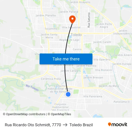 Rua Ricardo Oto Schmidt, 7770 to Toledo Brazil map