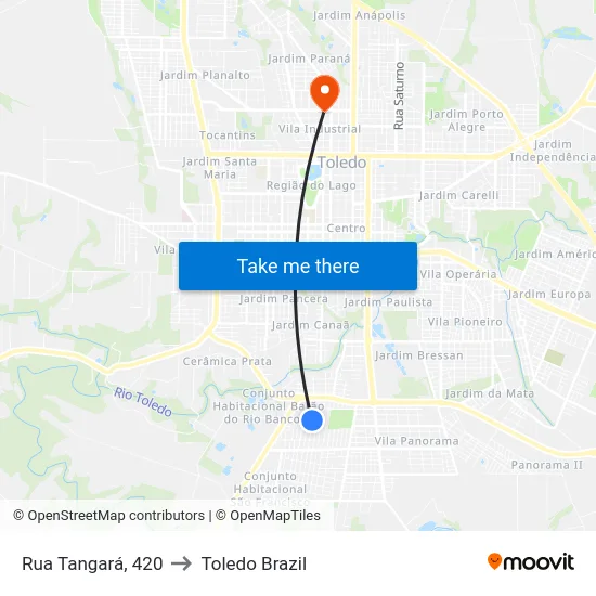 Rua Tangará, 420 to Toledo Brazil map