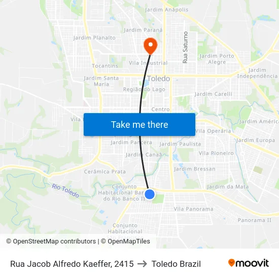 Rua Jacob Alfredo Kaeffer, 2415 to Toledo Brazil map