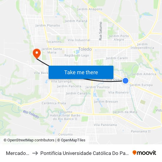 Mercado São Luiz to Pontifícia Universidade Católica Do Paraná Pucpr - Campus Toledo map