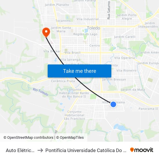 Auto Elétrica Do Polaco to Pontifícia Universidade Católica Do Paraná Pucpr - Campus Toledo map