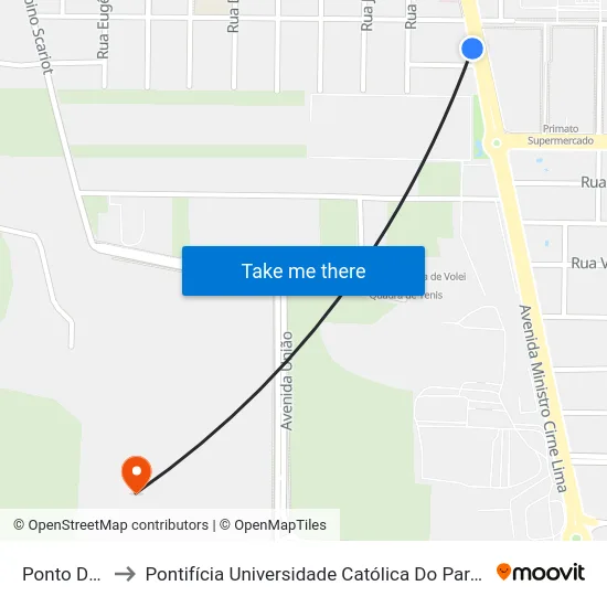 Ponto Do Schorr to Pontifícia Universidade Católica Do Paraná Pucpr - Campus Toledo map