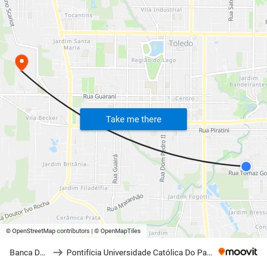 Banca Do Ananias to Pontifícia Universidade Católica Do Paraná Pucpr - Campus Toledo map