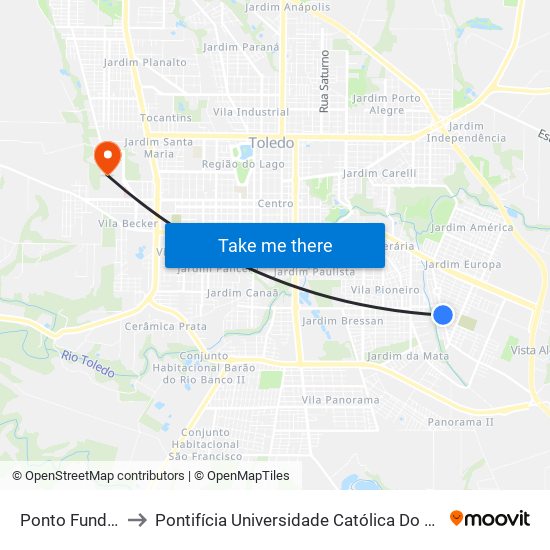 Ponto Fundo Da Escola to Pontifícia Universidade Católica Do Paraná Pucpr - Campus Toledo map