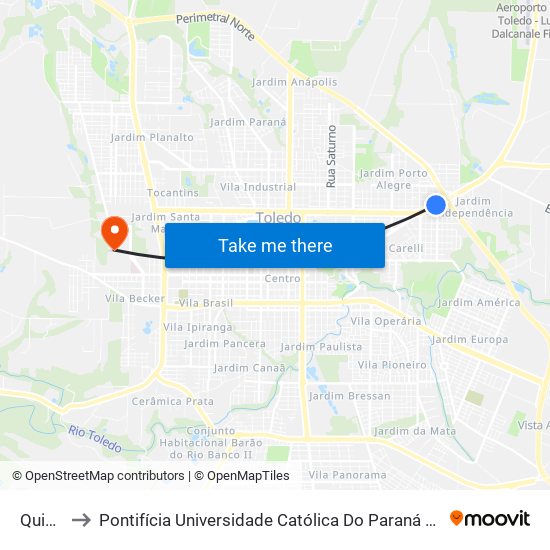 Quimitol to Pontifícia Universidade Católica Do Paraná Pucpr - Campus Toledo map
