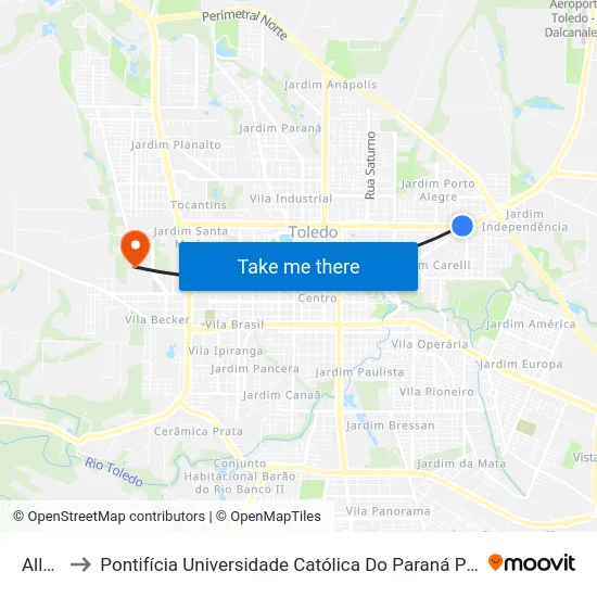 Allabor to Pontifícia Universidade Católica Do Paraná Pucpr - Campus Toledo map