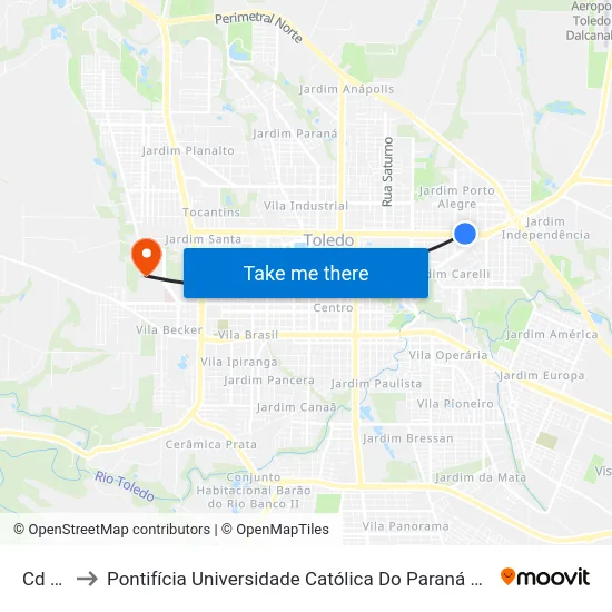 Cd Stop to Pontifícia Universidade Católica Do Paraná Pucpr - Campus Toledo map