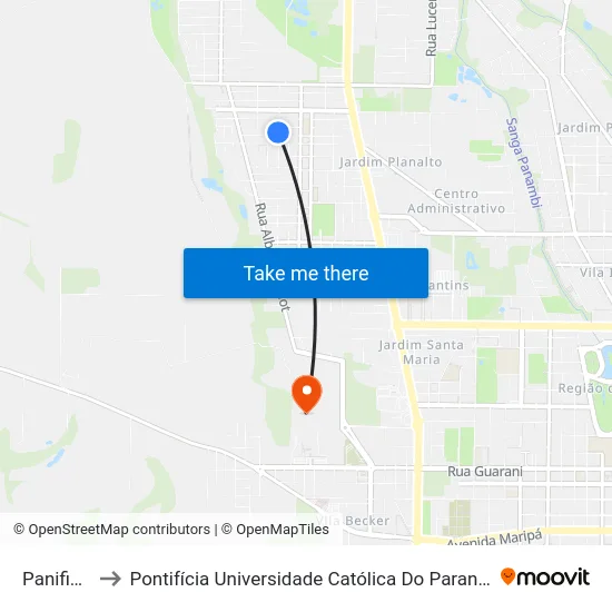 Panificadora to Pontifícia Universidade Católica Do Paraná Pucpr - Campus Toledo map