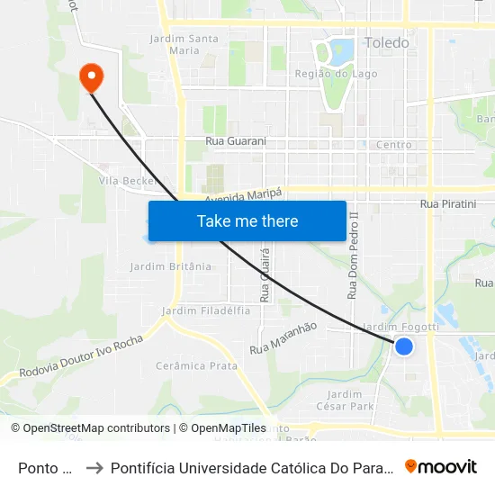 Ponto Emprec to Pontifícia Universidade Católica Do Paraná Pucpr - Campus Toledo map