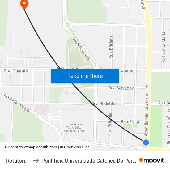 Rotatória Do Iara to Pontifícia Universidade Católica Do Paraná Pucpr - Campus Toledo map