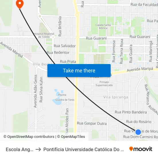 Escola Angela Wessel to Pontifícia Universidade Católica Do Paraná Pucpr - Campus Toledo map