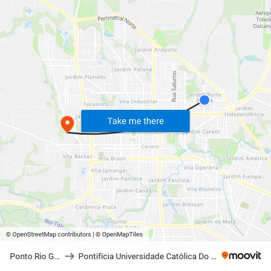 Ponto Rio Grande Do Sul to Pontifícia Universidade Católica Do Paraná Pucpr - Campus Toledo map