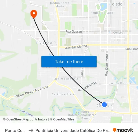 Ponto Com Pintura to Pontifícia Universidade Católica Do Paraná Pucpr - Campus Toledo map