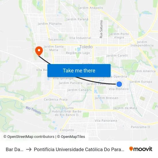 Bar Da Maria to Pontifícia Universidade Católica Do Paraná Pucpr - Campus Toledo map