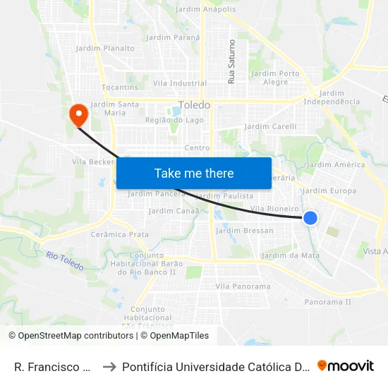 R. Francisco Saffanoff - Volta to Pontifícia Universidade Católica Do Paraná Pucpr - Campus Toledo map