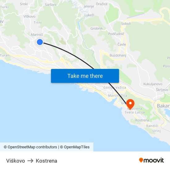 Viškovo to Kostrena map