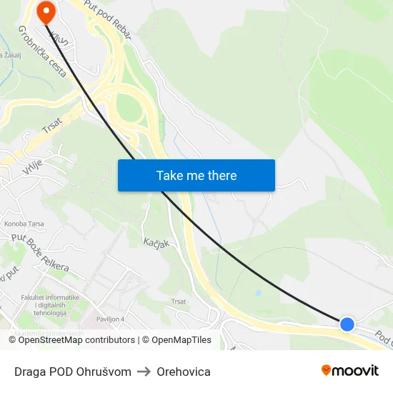 Draga POD Ohrušvom to Orehovica map