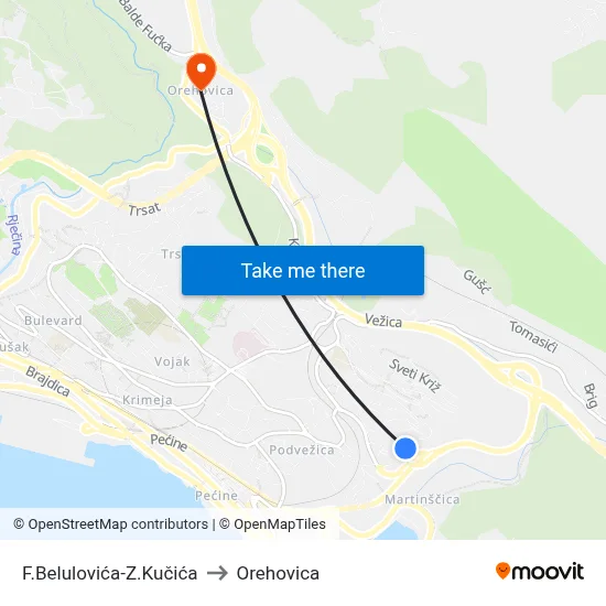 F.Belulovića-Z.Kučića to Orehovica map