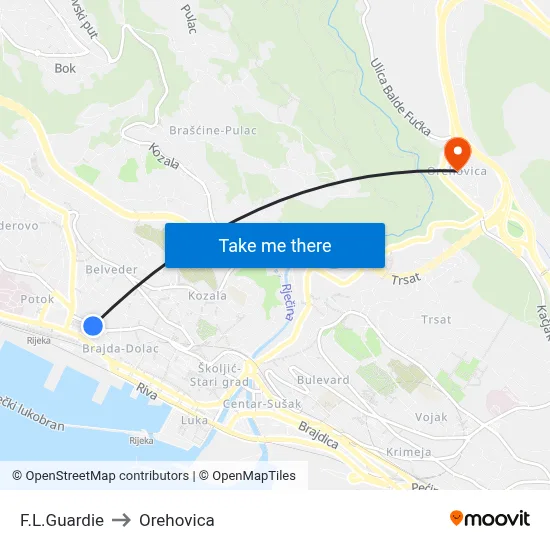 F.L.Guardie to Orehovica map