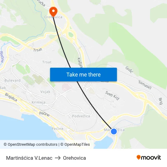 Martinšćica V.Lenac to Orehovica map
