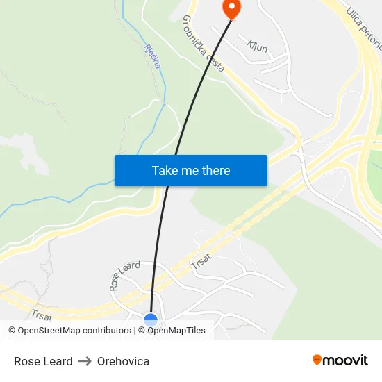 Rose Leard to Orehovica map