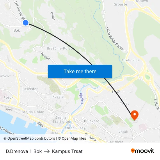D.Drenova 1 Bok to Kampus Trsat map