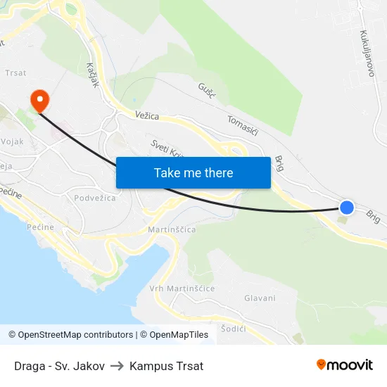 Draga - Sv. Jakov to Kampus Trsat map