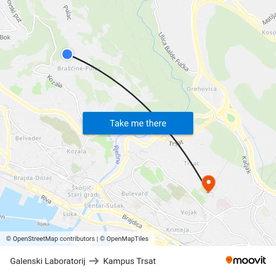 Galenski Laboratorij to Kampus Trsat map