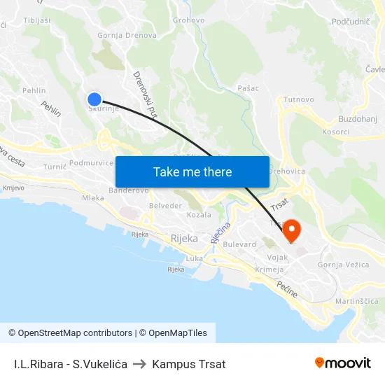 I.L.Ribara - S.Vukelića to Kampus Trsat map