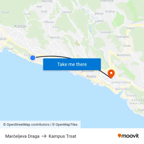 Marčeljeva Draga to Kampus Trsat map