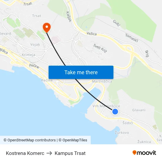 Kostrena  Komerc to Kampus Trsat map