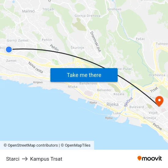 Starci to Kampus Trsat map