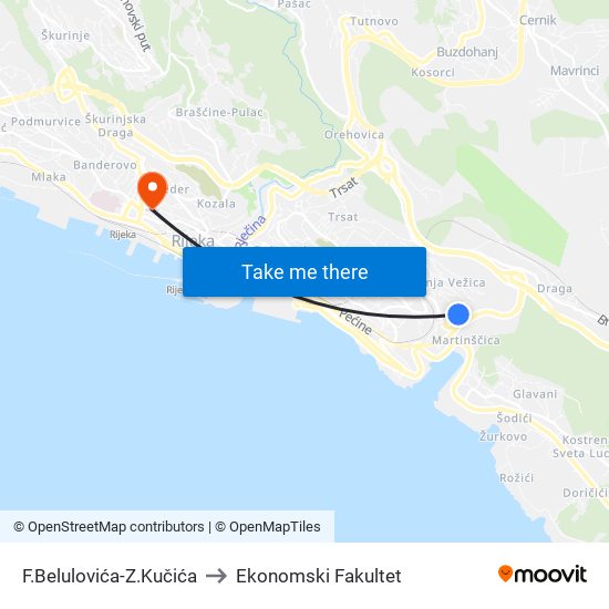 F.Belulovića-Z.Kučića to Ekonomski Fakultet map