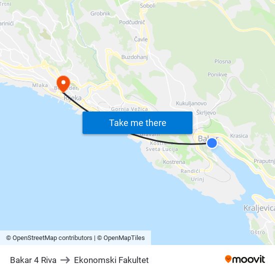 Bakar 4 Riva to Ekonomski Fakultet map