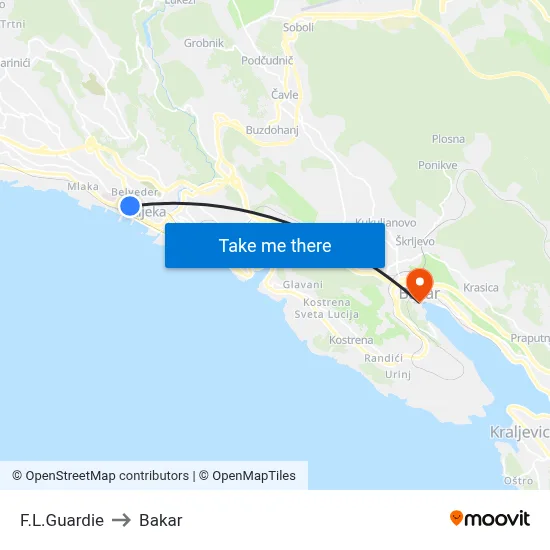 F.L.Guardie to Bakar map