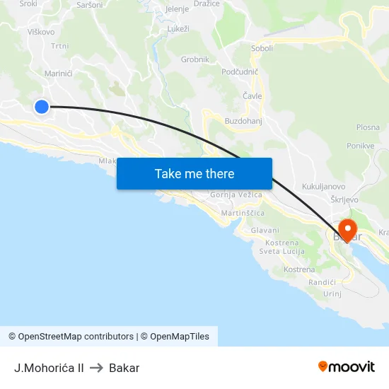 J.Mohorića II to Bakar map