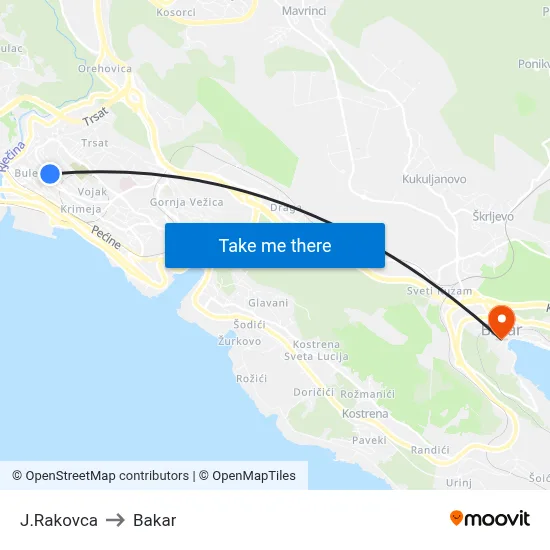 J.Rakovca to Bakar map