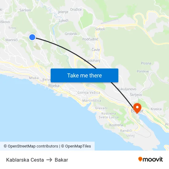 Kablarska Cesta to Bakar map