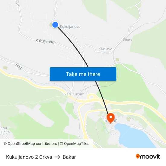 Kukuljanovo 2 Crkva to Bakar map