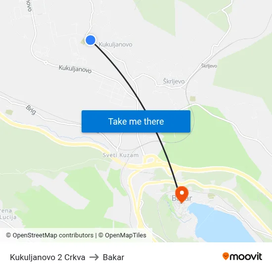 Kukuljanovo 2 Crkva to Bakar map