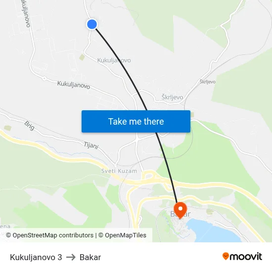 Kukuljanovo 3 to Bakar map