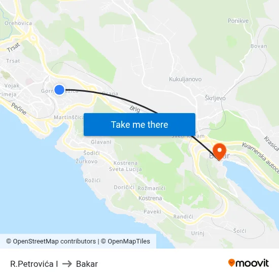 R.Petrovića I to Bakar map