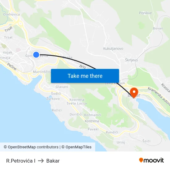 R.Petrovića I to Bakar map