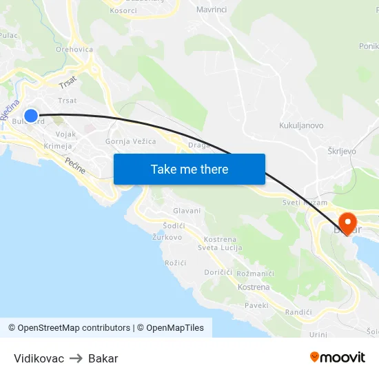 Vidikovac to Bakar map