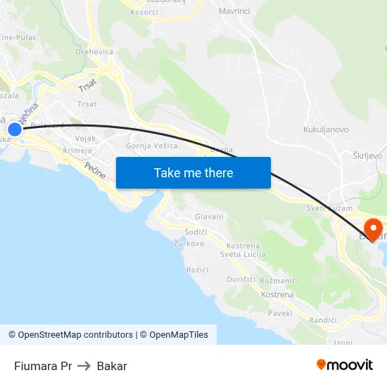 Fiumara Pr to Bakar map