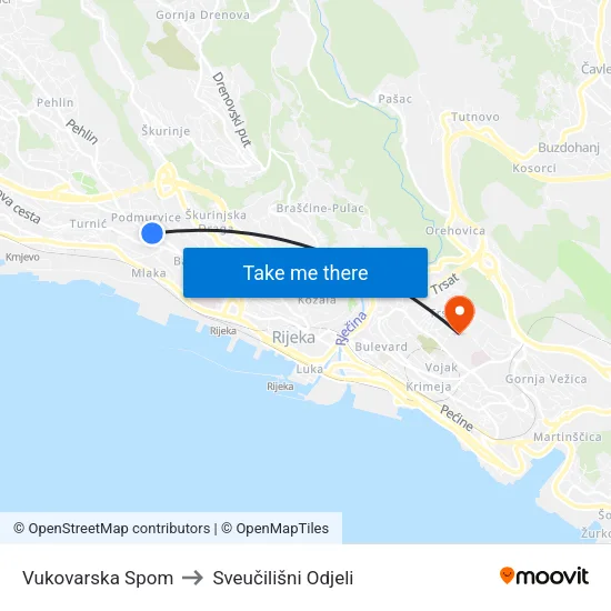 Vukovarska Spom to Sveučilišni Odjeli map