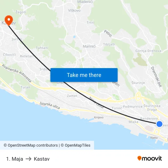 1. Maja to Kastav map