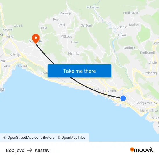 Bobijevo to Kastav map