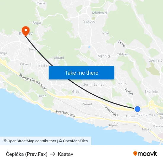 Čepićka (Prav.Fax) to Kastav map