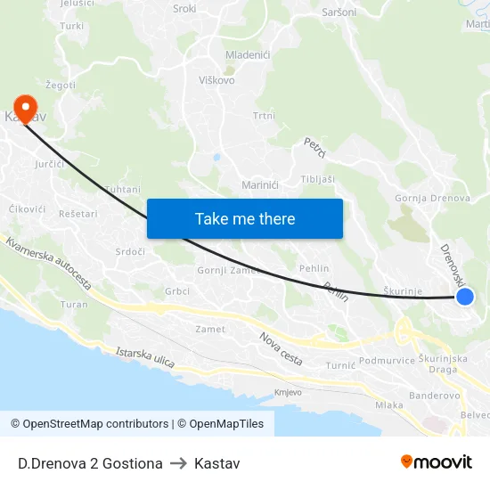 D.Drenova 2 Gostiona to Kastav map